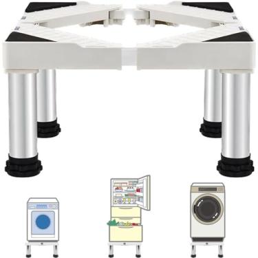Imagem de Pedestal de lavadora e secadora 28 largos ajuste universal 362.9 kg capacidade ajustável Dolly máquina de lavar roupa base aumento 9.9-24.9 cm altura, branco 4 pés-15 cm