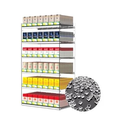 Imagem de Expositor de tabaco transparente | Vitrine automática de cigarros com prateleiras empurradoras | Suporte de exibição de loja de varejo para lojas de conveniência (49,5 x 15,2 x 84 cm)