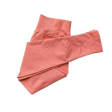Imagem de tincolia Leggings femininas apertadas boca boca flare sem costura calças de ioga push up esportes banda baixa nervurada fitness meia-calça - Poppy-Xs