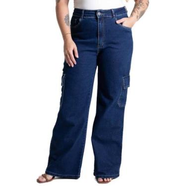 Imagem de Calça Jeans Sawary Plus Size Wide Leg - 281075 48, Azul, 48