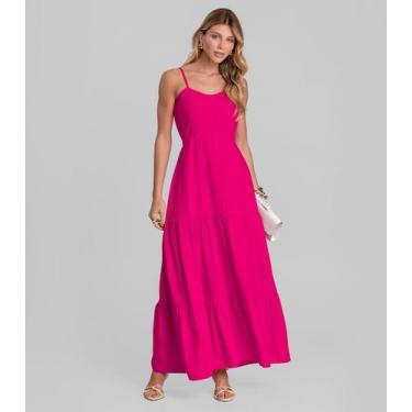 Imagem de Vestido Longo Feminino De Alça Em Viscose Dianna Rosa, GG, Rosa
