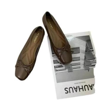 Imagem de Sapatilhas Femininas Com Bico Quadrado E Laço, Estilo Mocassim, Confor