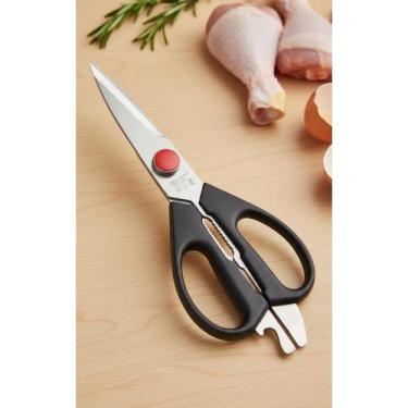 Imagem de Tesoura Cozinha Preta Profissional P/ Canhotos Afiada - Congratulation