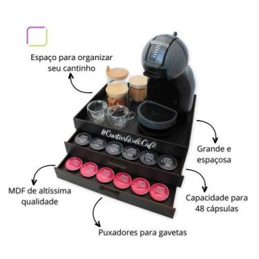 Imagem de Bandeja Porta Capsula Dolce Gusto 2 gavetas Cantinho do Café Preta mdf