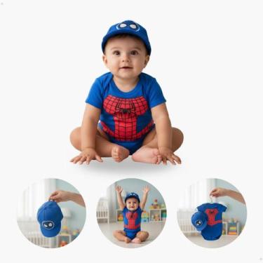 Imagem de Body Fantasia Heroi Bebe Aranha Boina Mêsversário - KIDSBEHAPPY, G