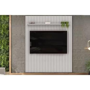 Imagem de Rack Bancada C/ Painel P/ Tv Até 65 Pol Pratic Ripado 1 Prateleira 183x240cm Bali - Dj Móveis