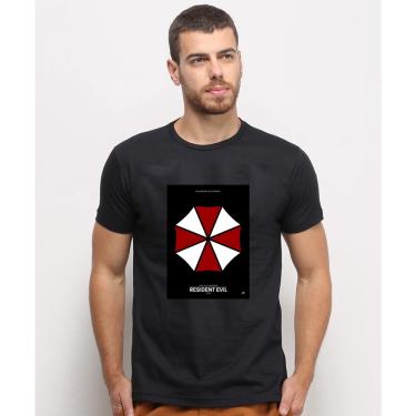 Imagem de Camiseta masculina Preta algodao Resident evil Umbrella Logo Simbolo