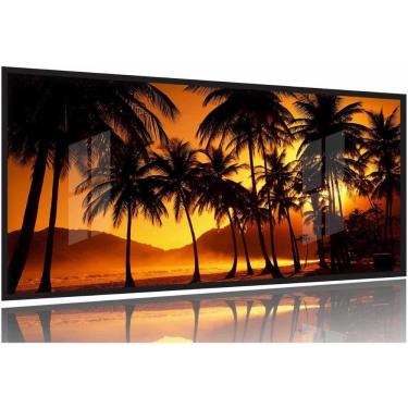 Imagem de Quadro Decorativo coqueiros Por do Sol 130x60 Moldura Preta 2x2