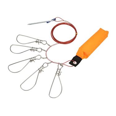 Imagem de Cadeado de corda de fio de peixe de 5 m feito de fio de aço. Fivela de pesca com agulha de pouso cônica 5 fivelas