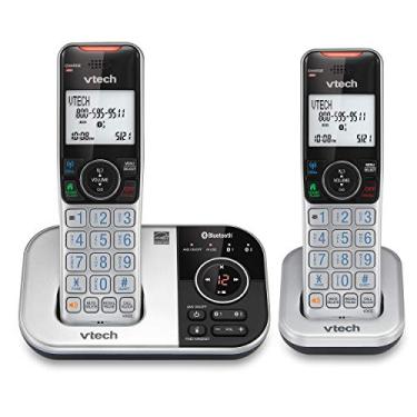 Imagem de VTECH Telefone sem fio VS112-2 DECT 6.0 Bluetooth 2 para casa com atendedores, bloqueio de chamadas, identificador de chamadas, interfone e conexão à célula (prata e preto)
