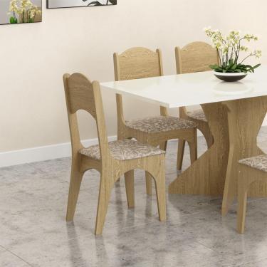 Imagem de Conjunto 2 Cadeiras Sem Braço Estofadas Estampa Veludo Sala de Jantar Cozinha MDF Marrom