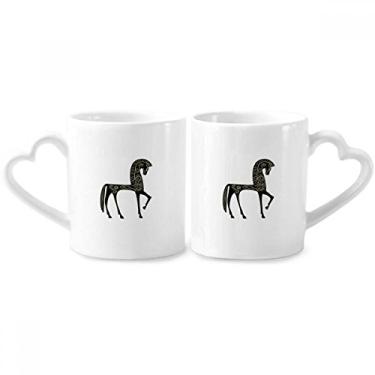 Imagem de Castelo sonho princesa estilo cavalo azul amarelo casal porcelana conjunto caneca cerâmica amante copo coração alça