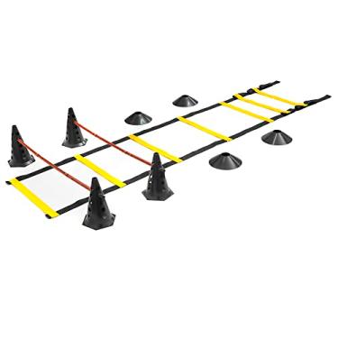 Imagem de Kit Agilidade 1 Escada 4 Cones 2 Barreiras 4 Chapéus Preto Cor:Preto;tamanho:G;Genero:Unissex