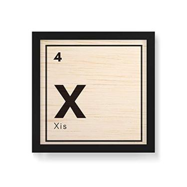Imagem de Arte Maníacos Quadro Decorativo em Madeira Xis Elemento - 30x30cm (Moldura caixa em laca preta)