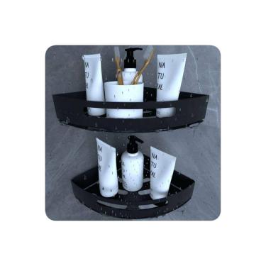 Imagem de Kit 2 Suportes Porta Shampoo De Banheiro De Canto Preto FS
