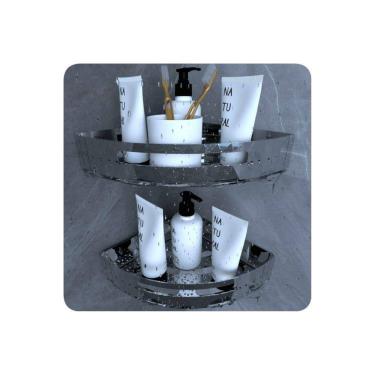 Imagem de Kit 2 Suportes Porta Shampoo De Banheiro De Canto Inox FS
