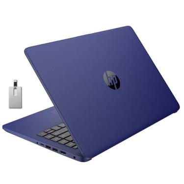 Imagem de HP Notebook Stream HD BrightView de 14 polegadas, Intel Celeron N4020, 4 GB de RAM, 64 GB de armazenamento, Intel HD Graphics, webcam 720p, 1 ano de escritório 365, azul, Win 11 S, cartão USB Hotface