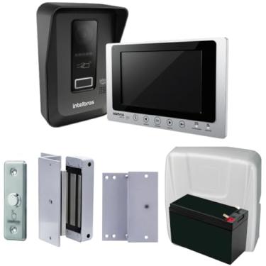 Imagem de Interfone Video Porteiro Wifi Wireless Via App Intelbras Allo Wt7 Lite e Fechadura Eletroima Suporte