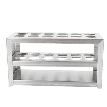 Imagem de Cremalheira do Tubo de Teste, Metal 12 Furos 3 Camadas Rack de Tubo de Teste Suporte de Tubo de Centrífuga Rack de Tubo de Teste de Aço Inoxidável para a Escola de Laboratório