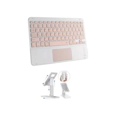 Imagem de Teclado Bluetooth + Suporte Para Tablet Galaxy Tab A9 8.7 - FAM, Rosa