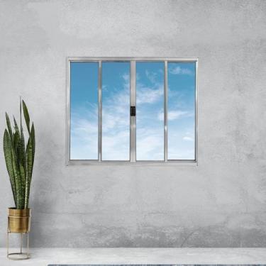 Imagem de Janela Alumínio de Correr 100x150cm 4 Folhas sem Grade Plus Lux Esquad