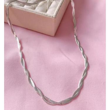 Imagem de Colar Choker Trançado 2 fio Laminado Folheado Ouro/Prata 18K - LVO, Pr