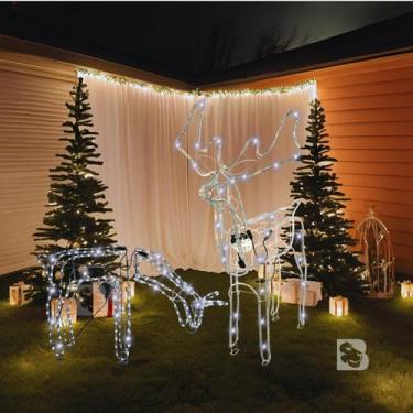 Imagem de Casal Armação Rena Fêmea Com Movimento Led Enfeite Decoração Natal par