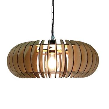 Imagem de Lustre Luminária Pendente de Madeira MDF Mod. Sophia GD Reto - ECOilum