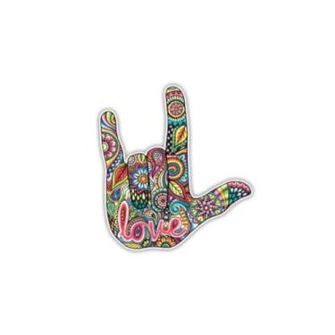 Imagem de Adesivo de placa de amor colorido I Love You Decalque por Megan J Designs - Adesivo de laptop adesivo de vinil