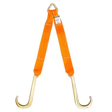 Imagem de SENKEYFE Correias de reboque em V, correia em V de recuperação de 7,6 cm x 61 cm com ganchos J de haste longa de 38 cm, freio de recuperação de 2,449 kg, alça de reboque com gancho, gancho de alça de