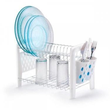 Imagem de Escorredor Desmontavel Duplo Com Porta Talheres Smart Arthi Branco - 1