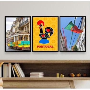 Imagem de Kit 3 Quadros Decorativos Fotos Portugal 24X18Cm - Com Vidro - Quadros