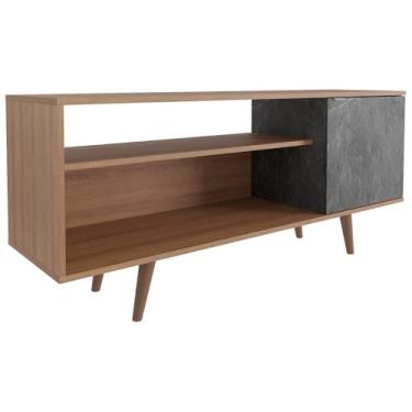 Imagem de Rack Para TV 42 Pol 136 cm 1 Porta R1486 Amendoa Marmore Lunar Tecno Mobili