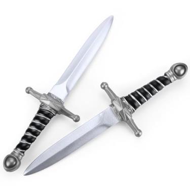 Imagem de Hapdream Espadas De Espuma Falsas De 15" Para Artes Marciais, Brinquedo De Faca De Punhal Realista, Acessório De Espada Curta De Espuma Para Brincar De Luta E Acessório De Fantasia De Assassino (2 P