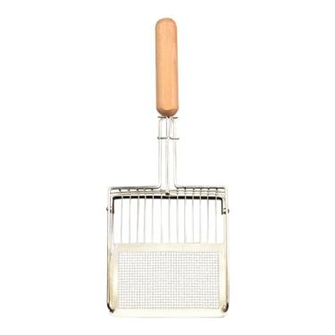 Imagem de ＫＬＫＣＭＳ Animais de estimação peneira pá gatos maca colheres répteis areia pá ferramenta limpeza aquário com alça de madeira design criativo push pull