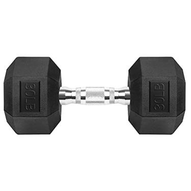 Imagem de Halteres hexagonais revestidos de borracha de ferro fundido hexagonal preto halteres sem pesos para exercícios 13,6 kg/único