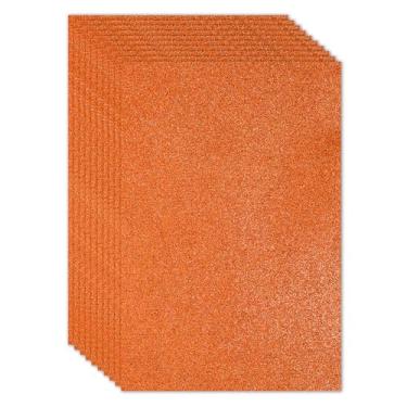 Imagem de PATIKIL Folha de espuma com glitter de EVA brilhante laranja 28 x 20 cm de espessura com adesivo traseiro brilhante EVA Glitter feltro para projetos de artesanato DIY, 10 peças