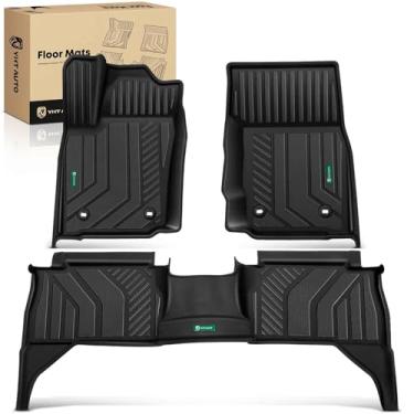 Imagem de YHTAUTO Tapetes de chão compatíveis com Toyota Tacoma 2024 transmissão automática de cabine dupla com armazenamento sob o assento, não híbrido, tapetes de carro TPE para todos os climas, forro de piso