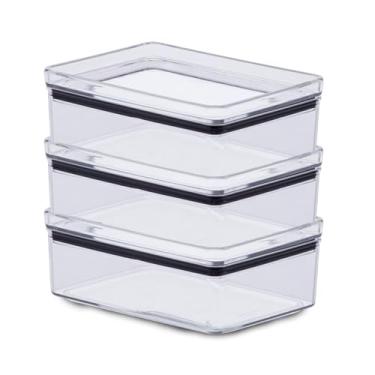 Imagem de Kit 3 Potes Herméticos Paramount Empilhável Porta Mantimentos em acrílico com tampa em Acrílico 770 ml