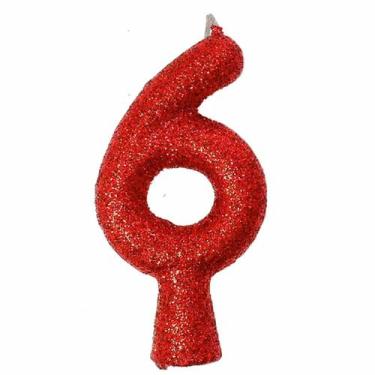 Imagem de Vela de Aniversário Puro Glitter Vermelha - Festcolor, 6