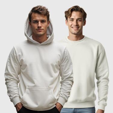 Imagem de Kit 2 Blusas de Frio Moletom Canguru e Gola Redonda Masculino Benellys-Masculino