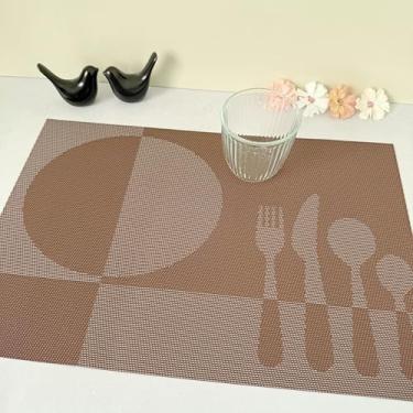 Imagem de Kit 10 Lugar Jogo Americano Retangular Mesa Posta Jantar Cozinha Sousplat Descanso De Prato Decorativo(Colherzinha Marrom)