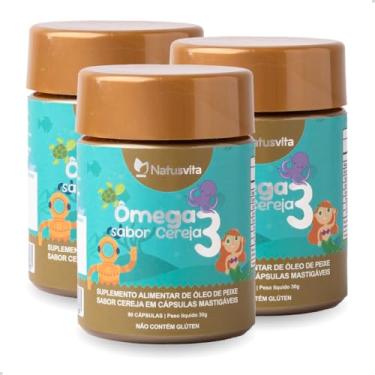 Imagem de 180 cápsulas Ômega 3 Sabor Cereja Cápsulas Mastigáveis com Óleo de Coco e Vitamina E