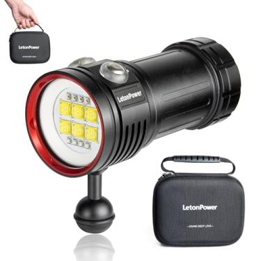 Imagem de LetonPower Lanterna de mergulho, luz de mergulho L24 12000 lúmens, luz de vídeo subaquática de 100 m, luzes de mergulho, lanternas subaquáticas com carregamento tipo C para esportes subaquáticos