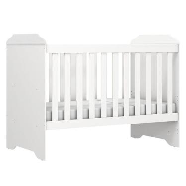 Imagem de Berço Americano Mini Cama Mel em MDF com Grades Plástico Branco Brilho com Suporte para Mosquiteiro