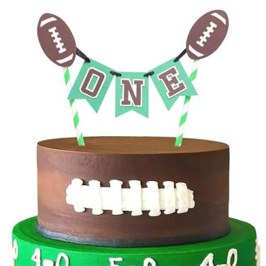 Imagem de Football One Birthday Cake Topper - Football First Year Down Cake Topper,Boys 1st Birthday Decorations,Sports Themed Cake Smash Party Photo Props,Football One Birthday Party Supplies
