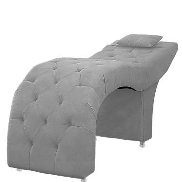 Imagem de Maca Estofada Capitone Julia Para Estetica Facial Sombrancelha E Cilios Suede Cor Cinza Claro