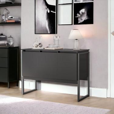 Imagem de Buffet Estilo Industrial 3 Portas Europa - Preto Onix Preto Onix