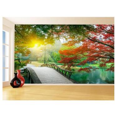 Imagem de Papel De Parede 3D Paisagem Lago Ponte Parque 3,5M Nlk155 - Você Decor