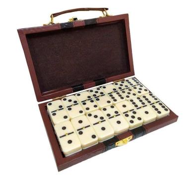 Imagem de Jogo Dominó Colecionável Profissional de Osso Retro 28 peças